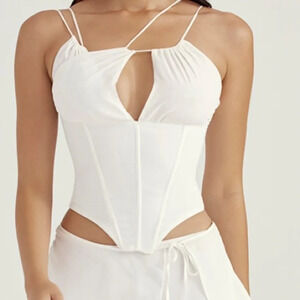 HOUSE OF CB Orla White Chiffon Strappy Corset
